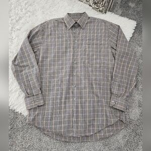 Scott Barber 100% Cotton Plaid Button down Shirt. Size Large. Good preowned cond